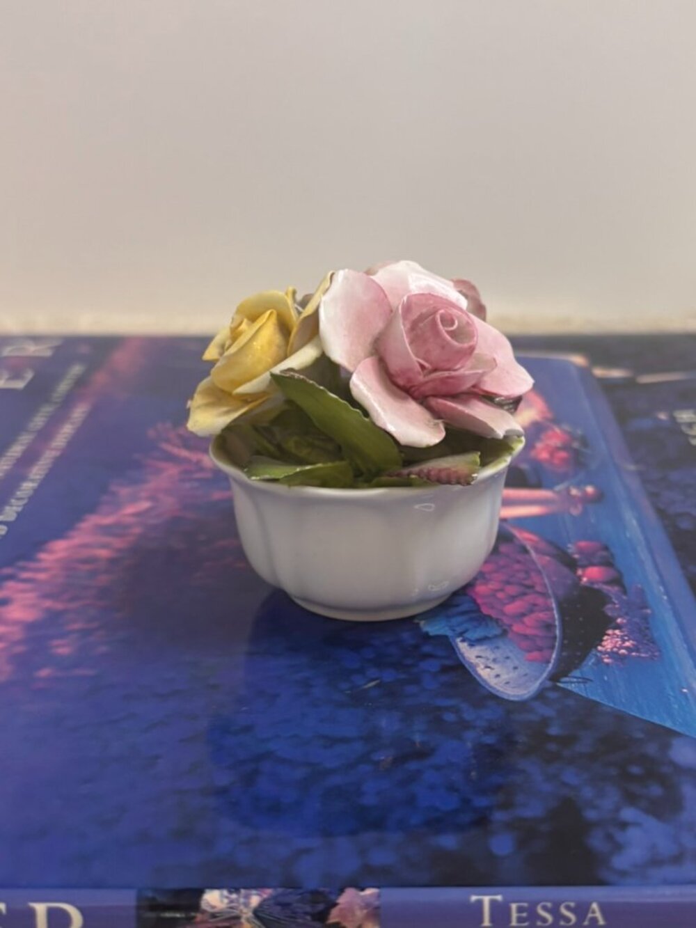 VTG Coalport Bone China Miniature Floral Cluster Figurine Pot